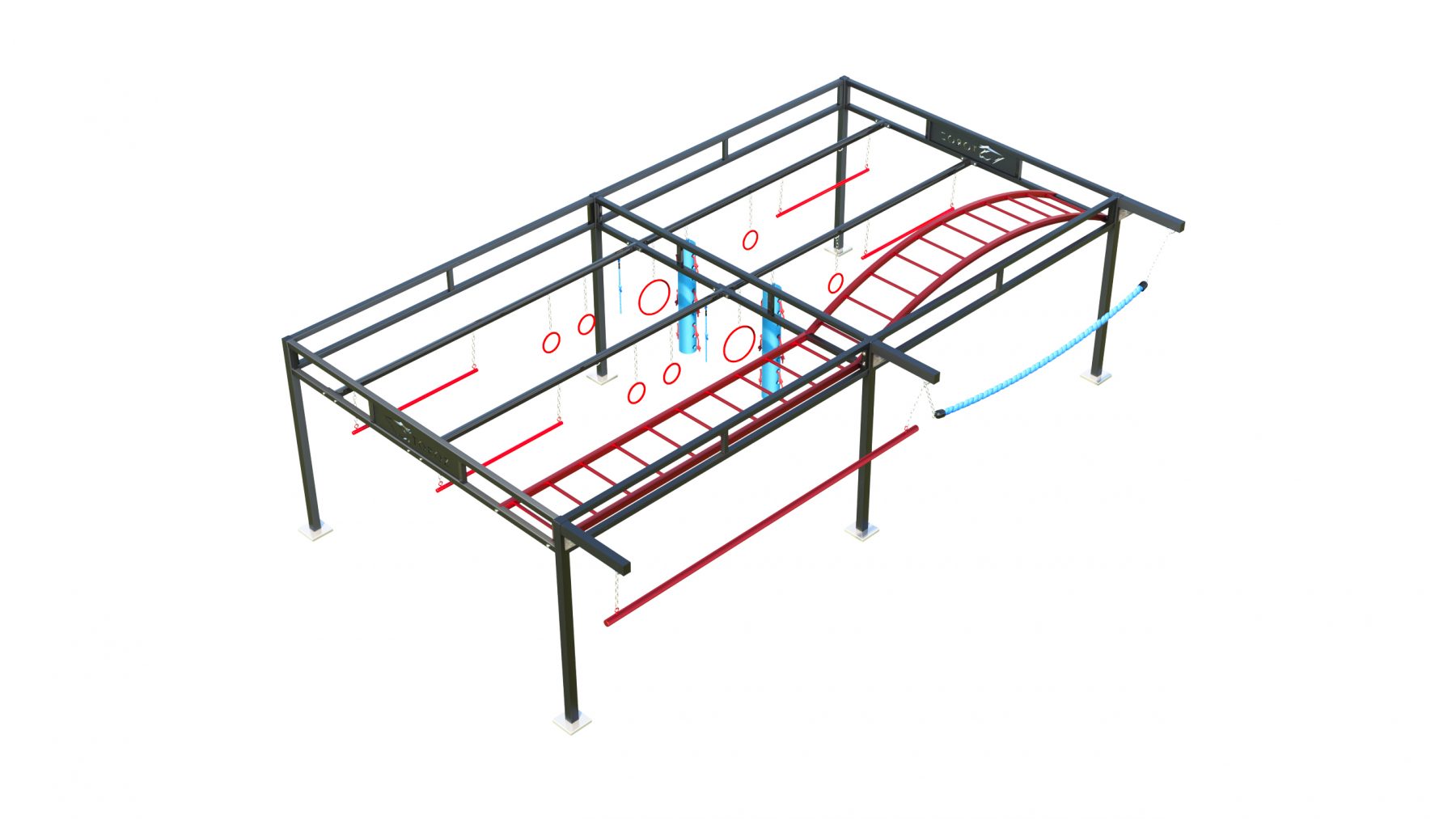 Structure d'entraînement OCR/NINJA Cage 2.3.3 Lézard - Parcours sportifs pour athlètes - Compact et polyvalent!
